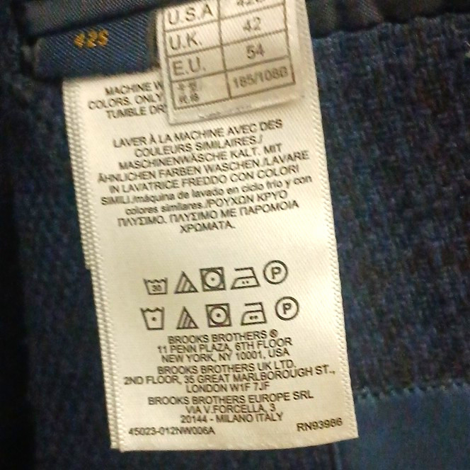 Brooks Brothers Regent Fit Wool Tweed Blue Plaid jacket 42R 35×34