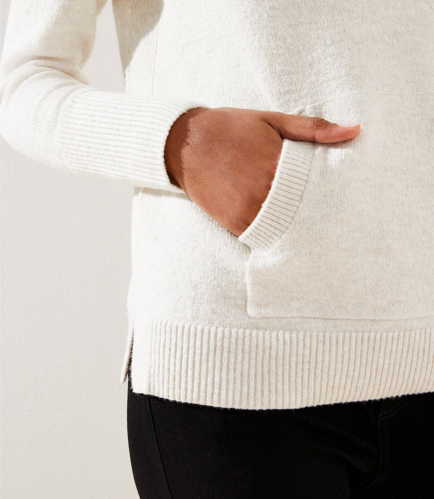 LOFT Turtleneck Pocket Sweater Pale Oatmeal Heather Size M or L