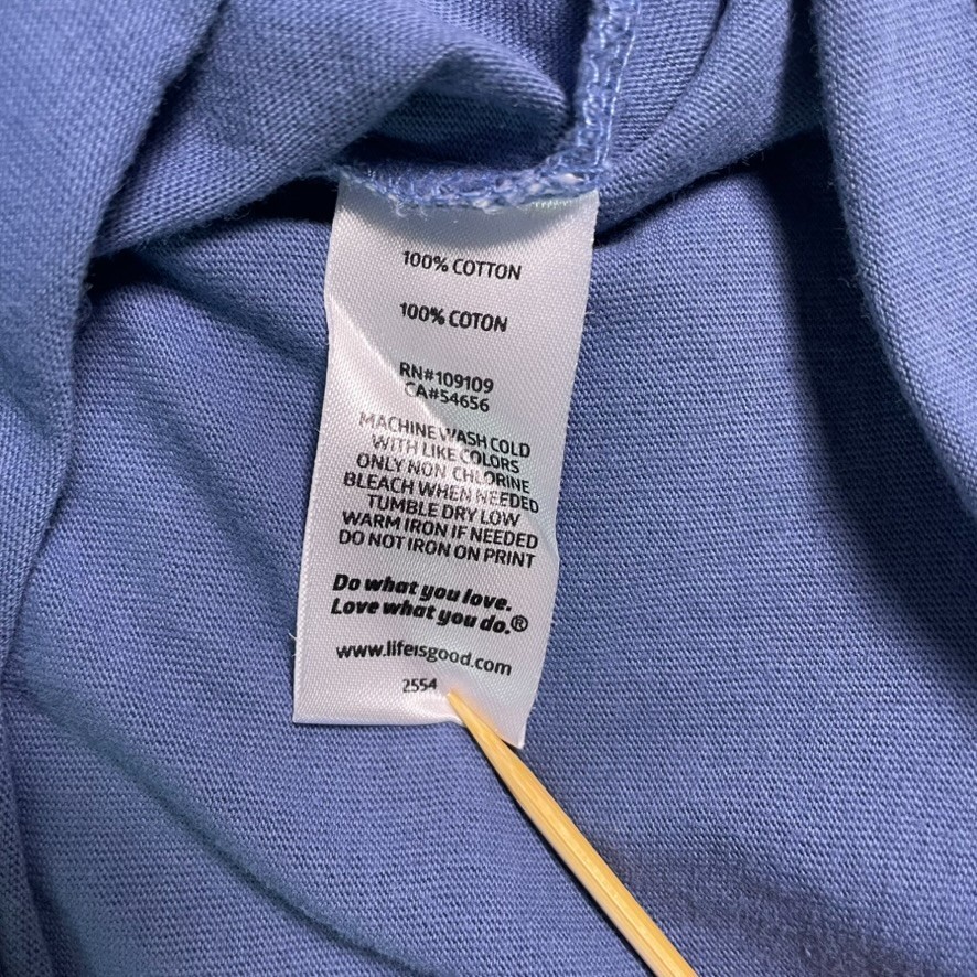 Life is Good Long Sleeve Tee Womens XL Blue Cotton Casual Relaxed Basic Top