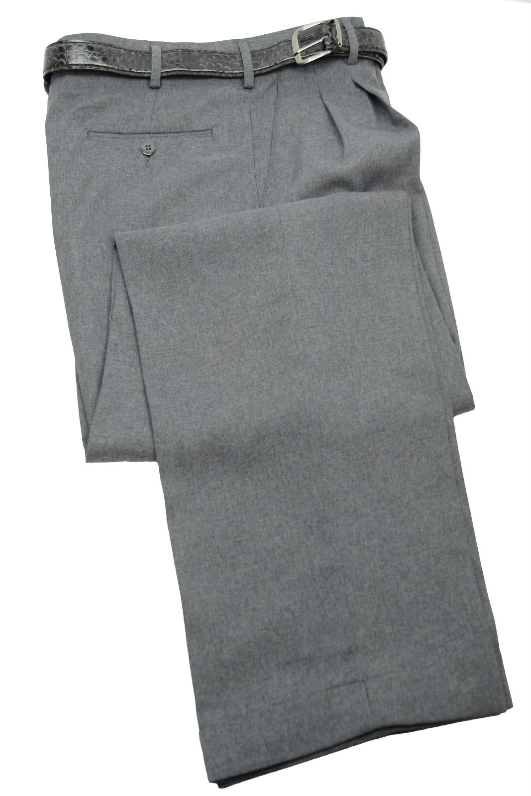 Mens Trousers Heather Gray Dress Pants Pleated Slacks W/ Belt New Sizes 30 to 42