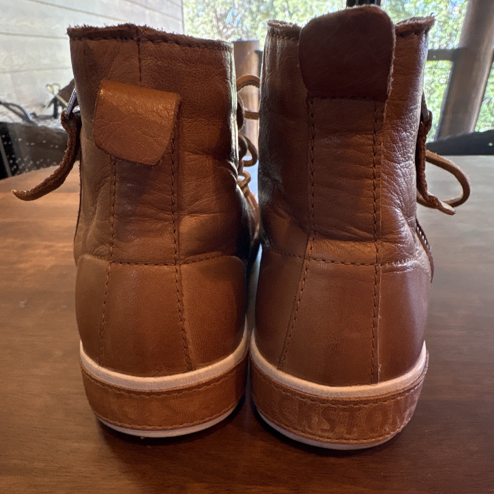 Blackstone Women’s Brown Leather Lace-Up High Top Sneaker Size 36 US 6