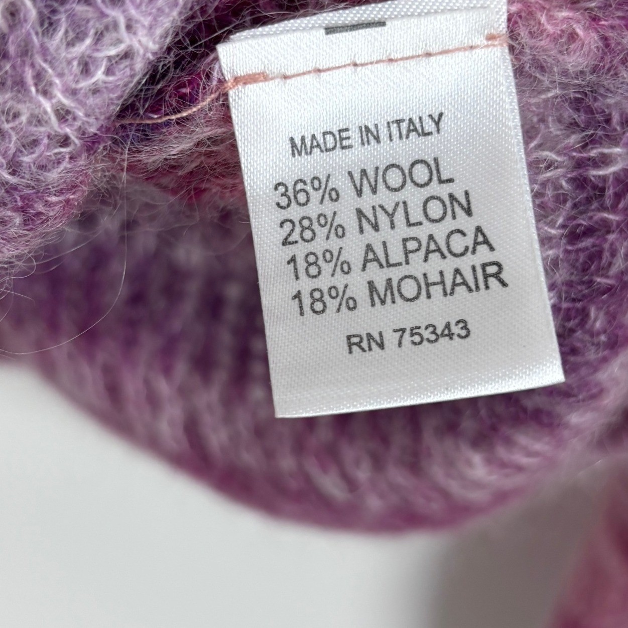 Elsamanda Italy Mohair Alpaca Blend Striped Sweater Purple Pink Ombre Small