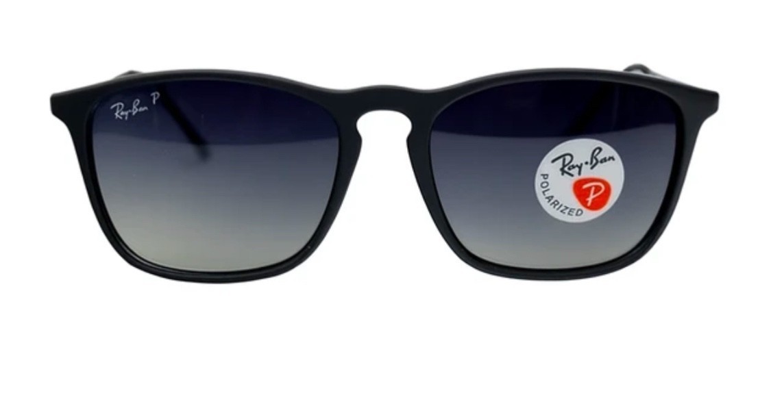 New Ray-Ban Chris RB4187 Polarized 54-18 Sunglasses Matte Black Gradient Grey