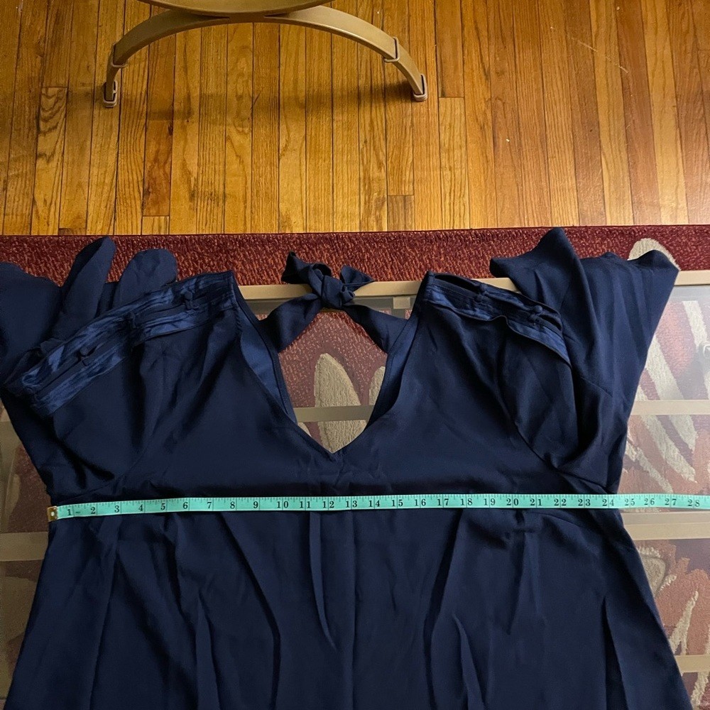 Roaman’s Navy Blue Bell Sleeve Blouse Tie Back Tunic Plus Size 18/20 NWT