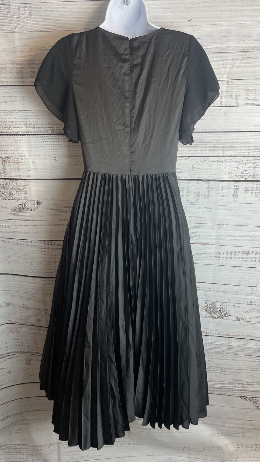 Petal & Pup Black Nova Womens Sz S Flutter Sleeve Midi Dress Black
