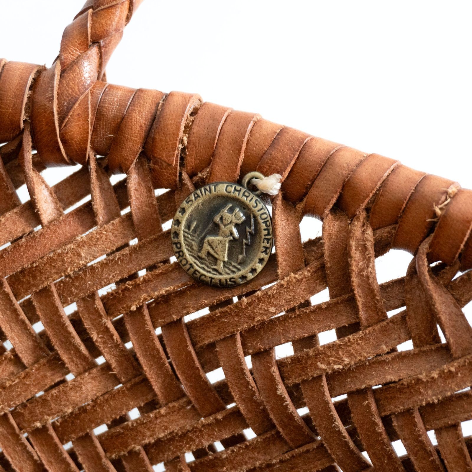 Excellent Condition DRAGON Leather Mesh Hand Bag Woven Dragon 26060882