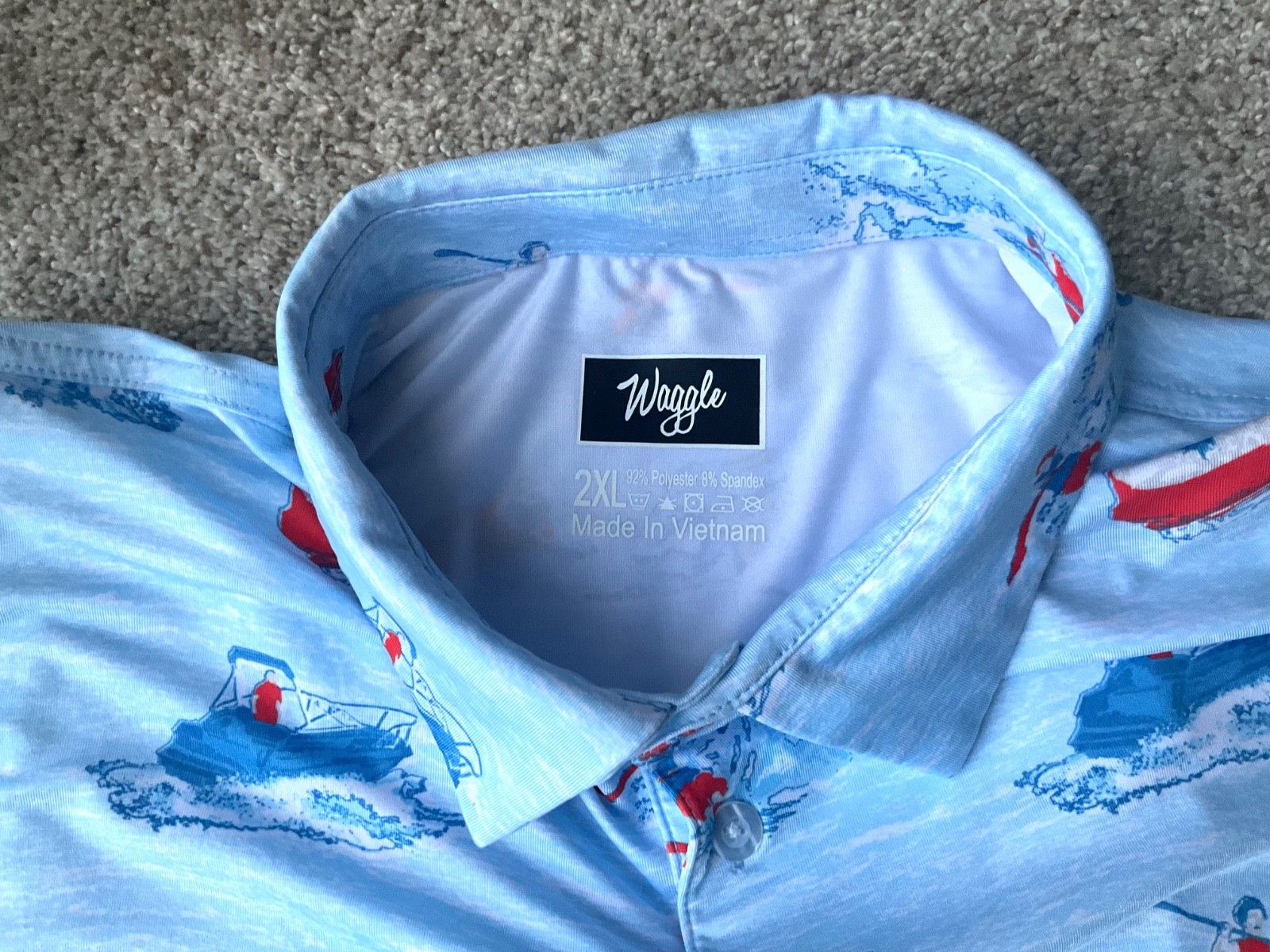 Mens Waggle Short Sleeve S/S Polo Golf Shirt Summer Fun Water Activities 2XL XXL