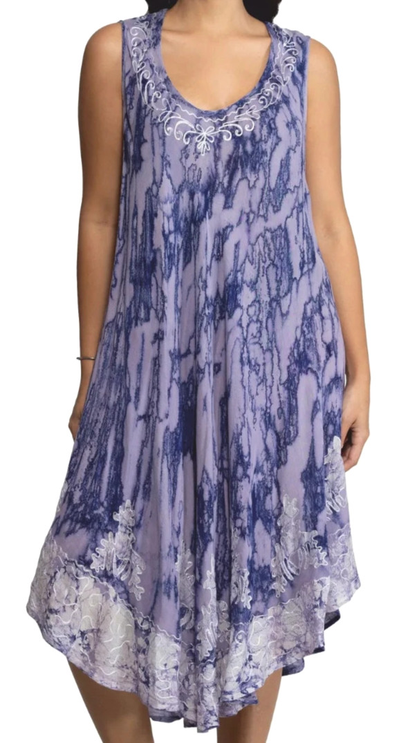 India Boutique Umbrella Midi Dress One Size Plus Size Purple Batik Hippie NWT