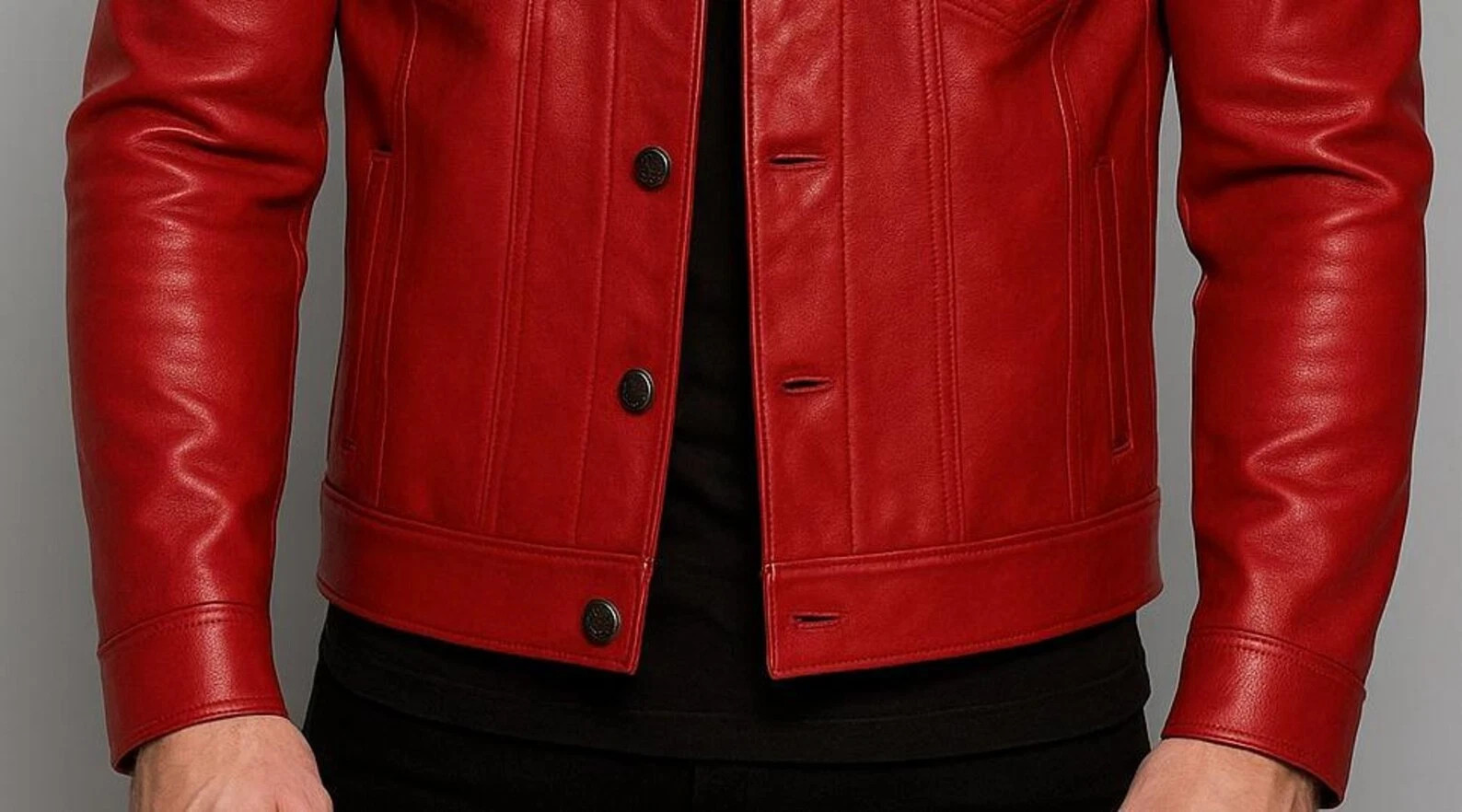 Leather Trucker Jacket for Men Red Pure Suede Custom Made Size S M L XXL 3XL