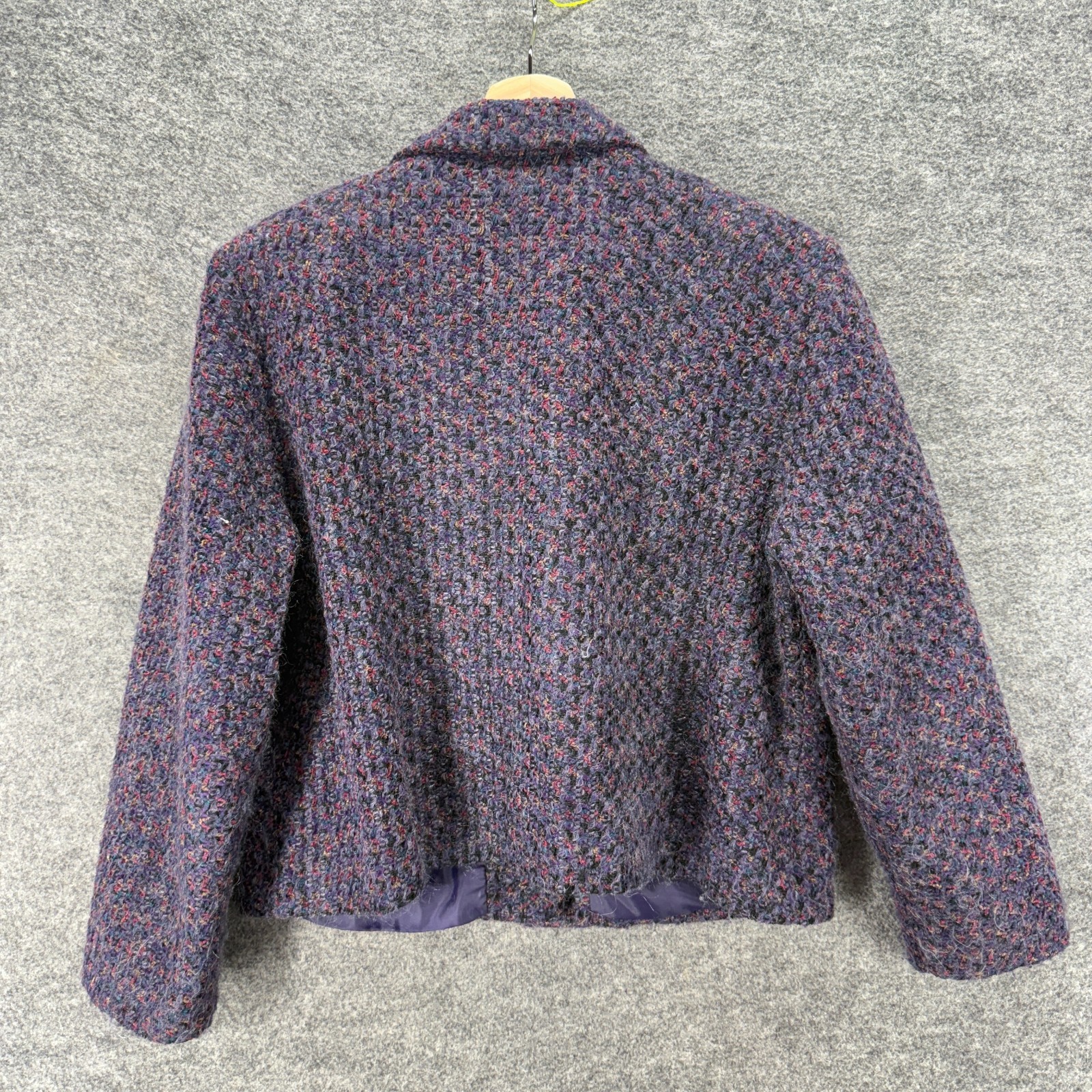 Requirements Jacket Women 14P Petite Purple Button Up Collared Long Sleeve