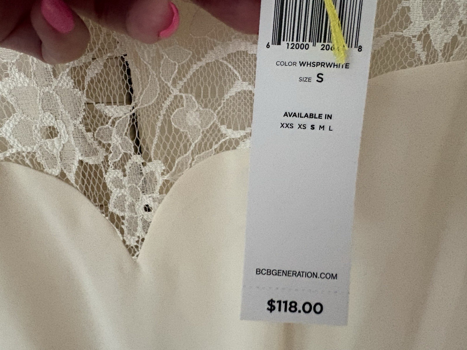 BCBG Generation Ivory Floral Lace Cut Out Back Mini Flare Dress Size Small