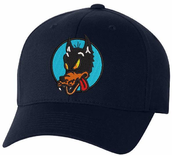 Wolf Embroidered Flex fit Ball Cap Black, Navy or Olive – Various Sizes