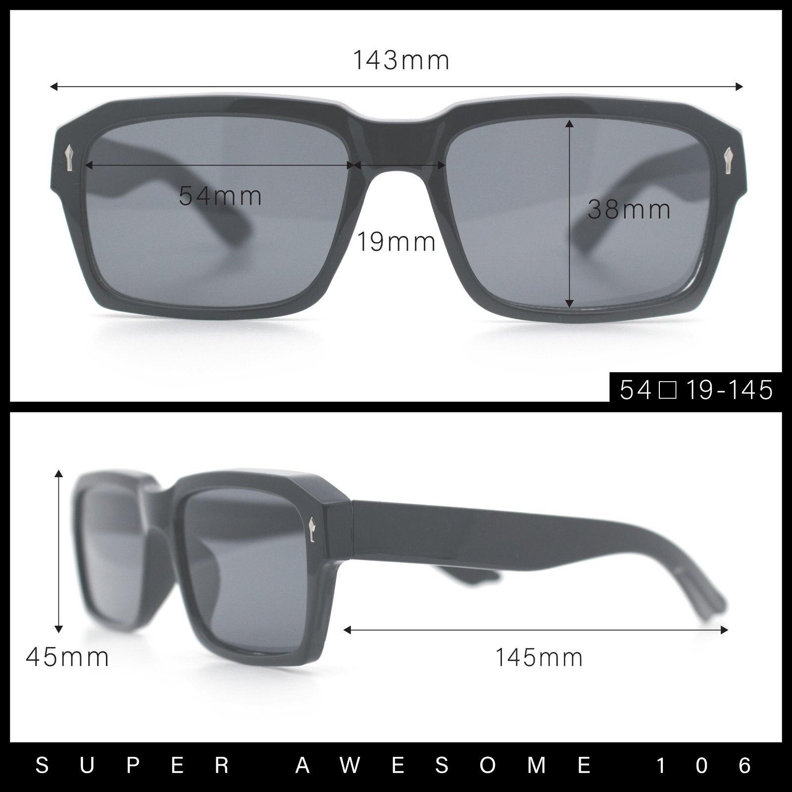 Hipster Gentleman Rectangular Mens Retro Vintage Vibe Plastic Sunglasses