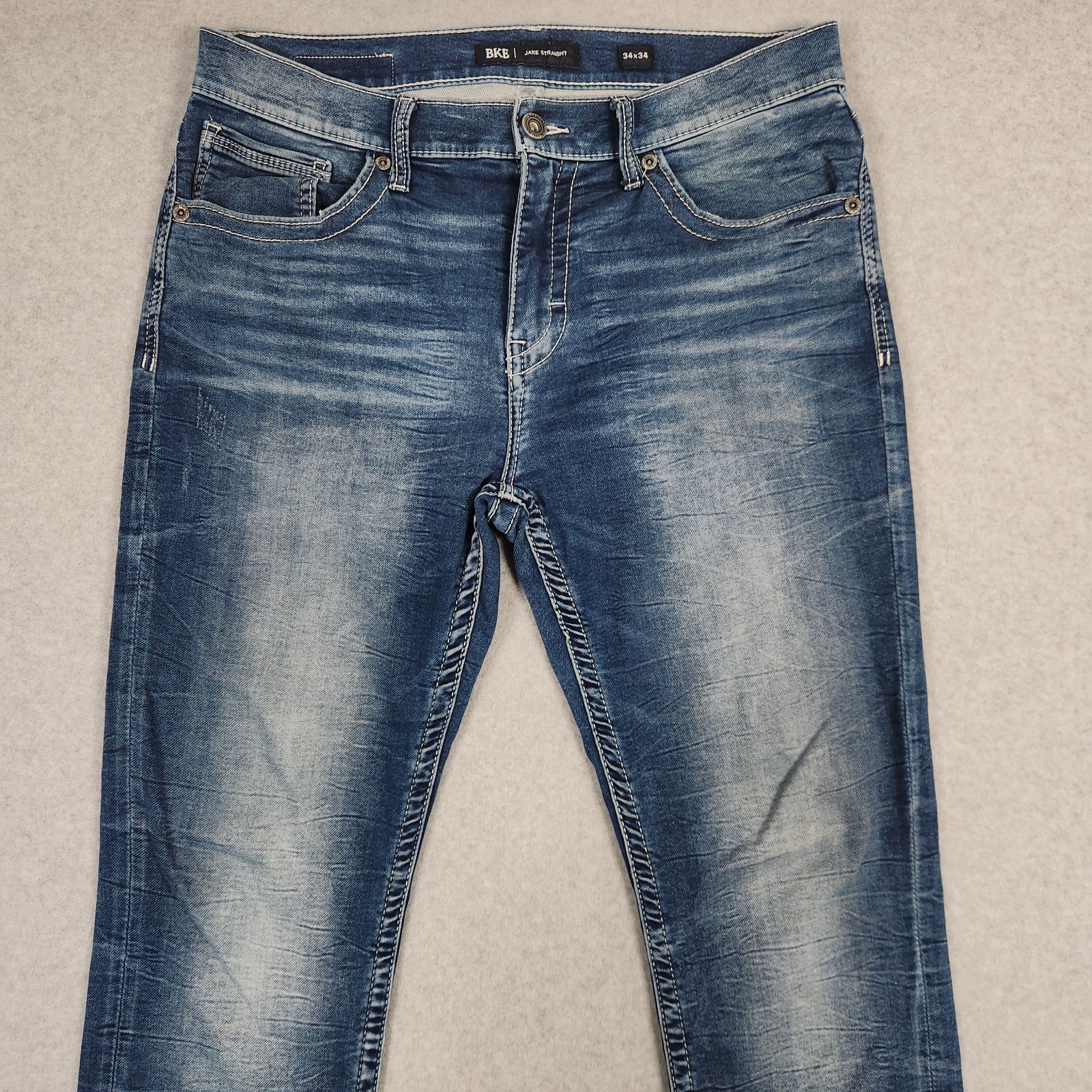 BKE Jake Jeans Mens 34×32 Blue Straight Leg Stretch Denim Medium Wash Casual