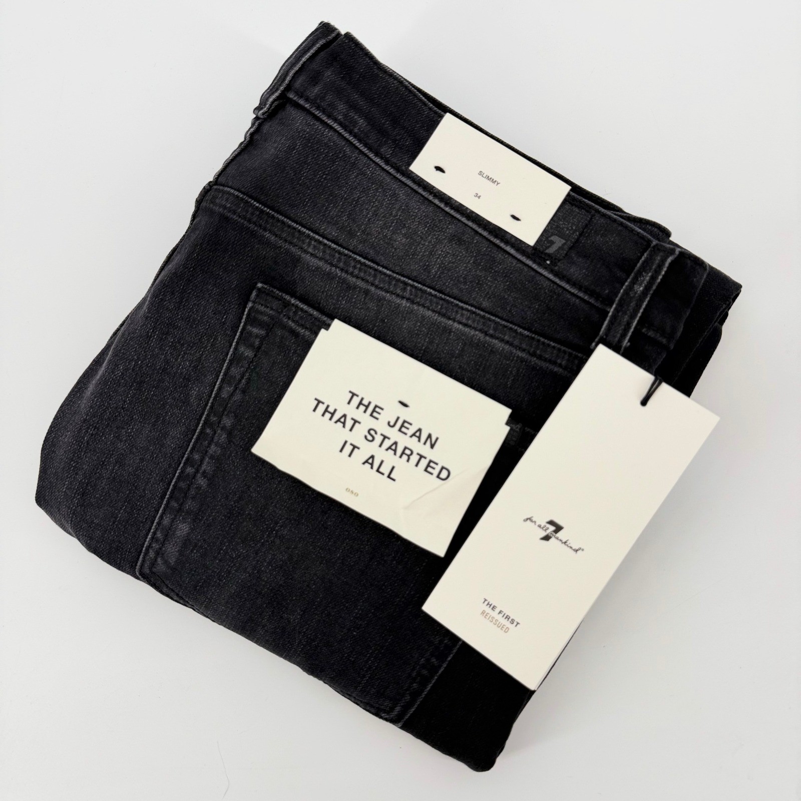 7 For All Mankind Slimmy The First Reissued Jeans 34 Faded Black Italian Denim