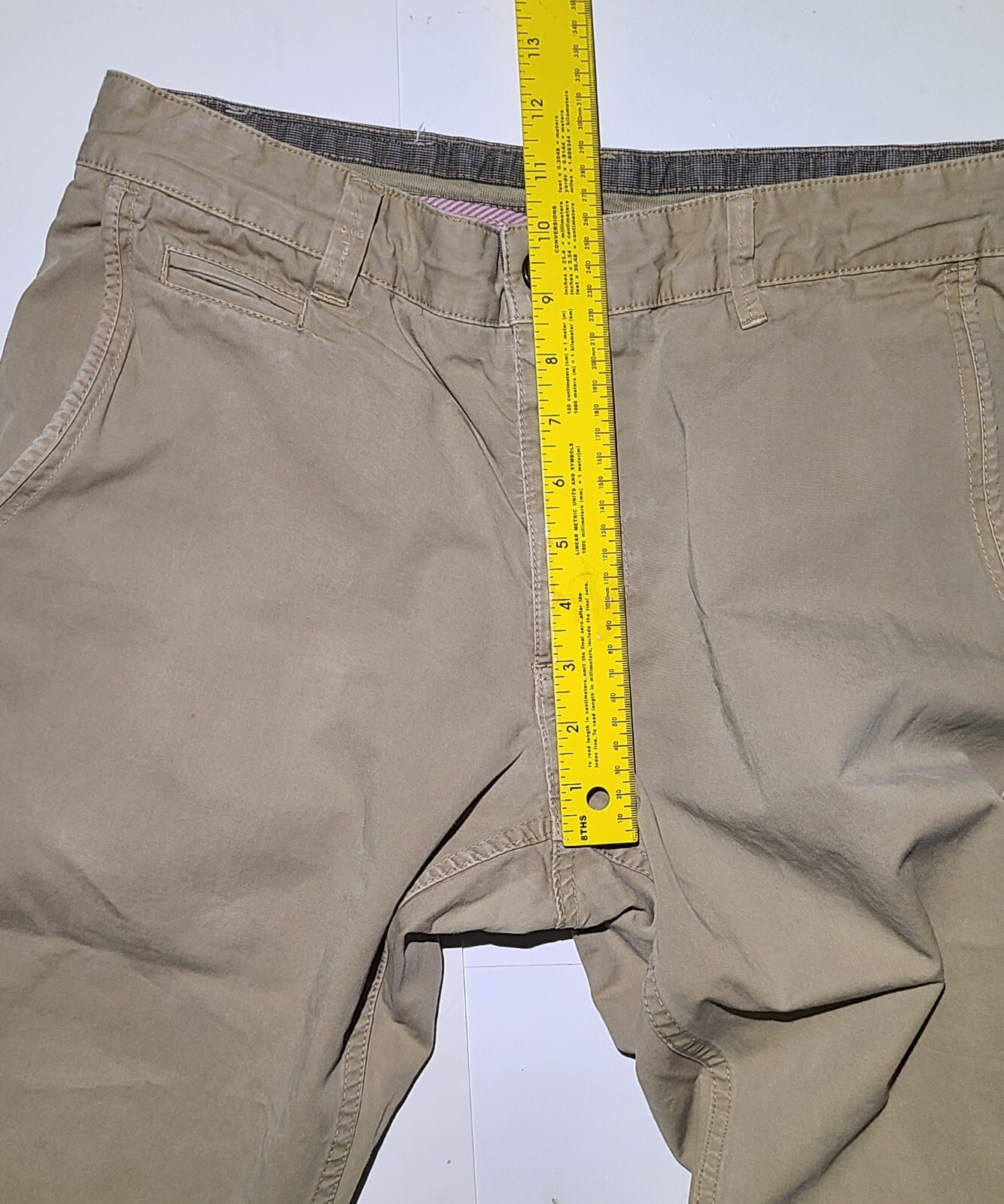 Strellson Khaki Pants Mens 34X31 Khaki Straight Fit Chino Slash Pockets