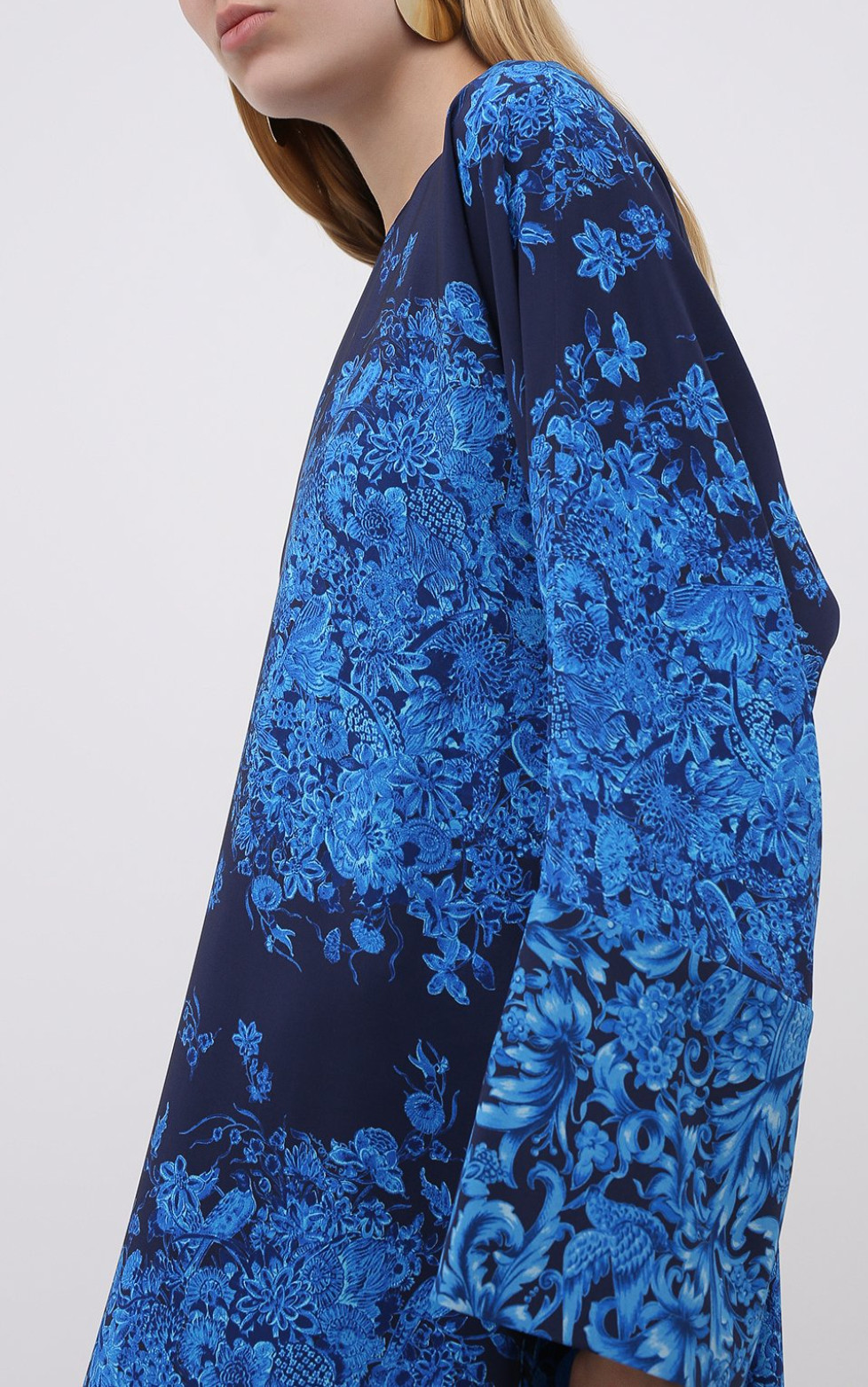 VALENTINO GARAVANI SILK Caftan Maxi Dress Delft Floral Print Kleid Maxikleid M