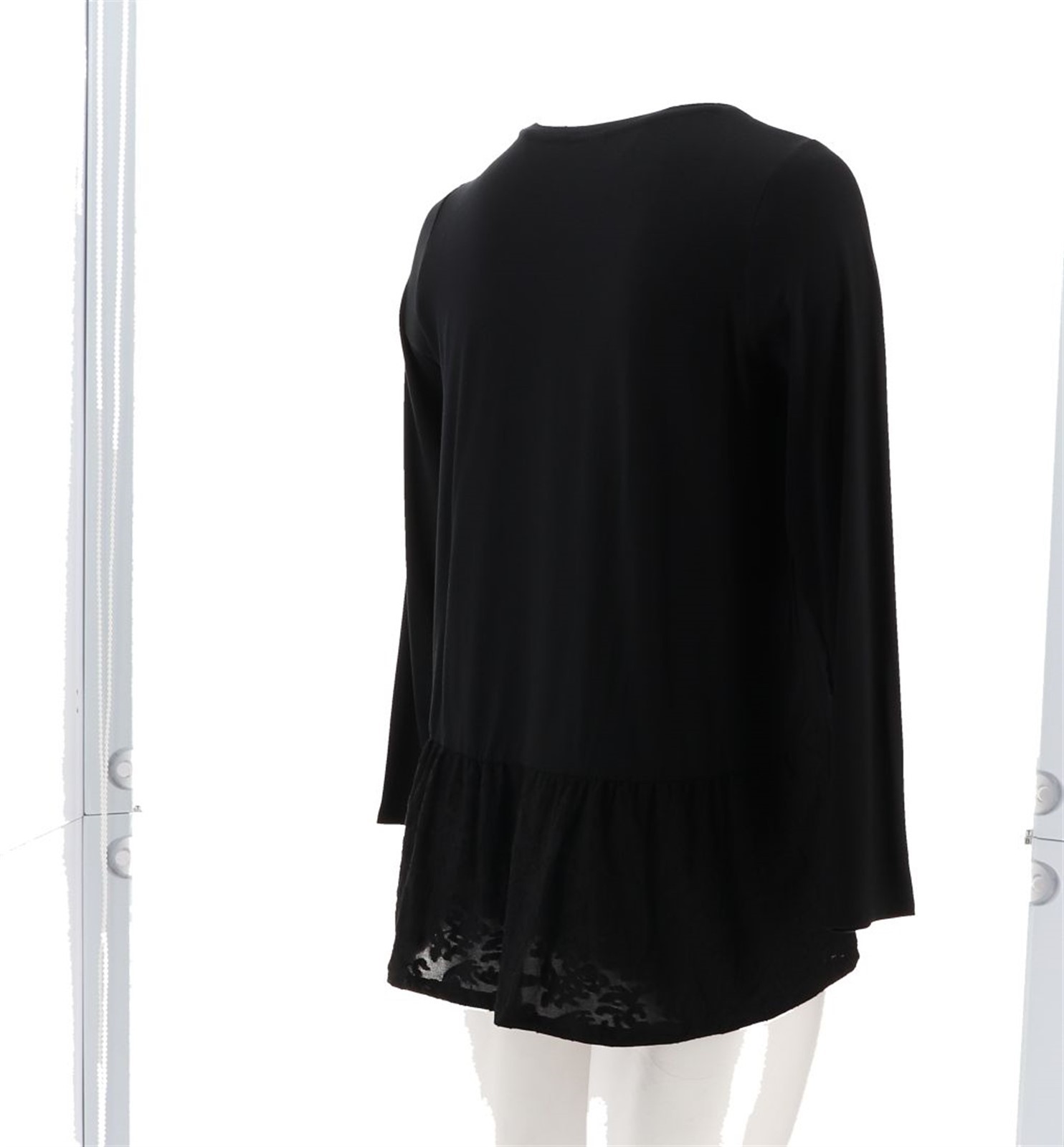 LOGO Lori Goldstein Rayon 230 Layered Top Jacquard Hem Black 1X NWOT (1041)