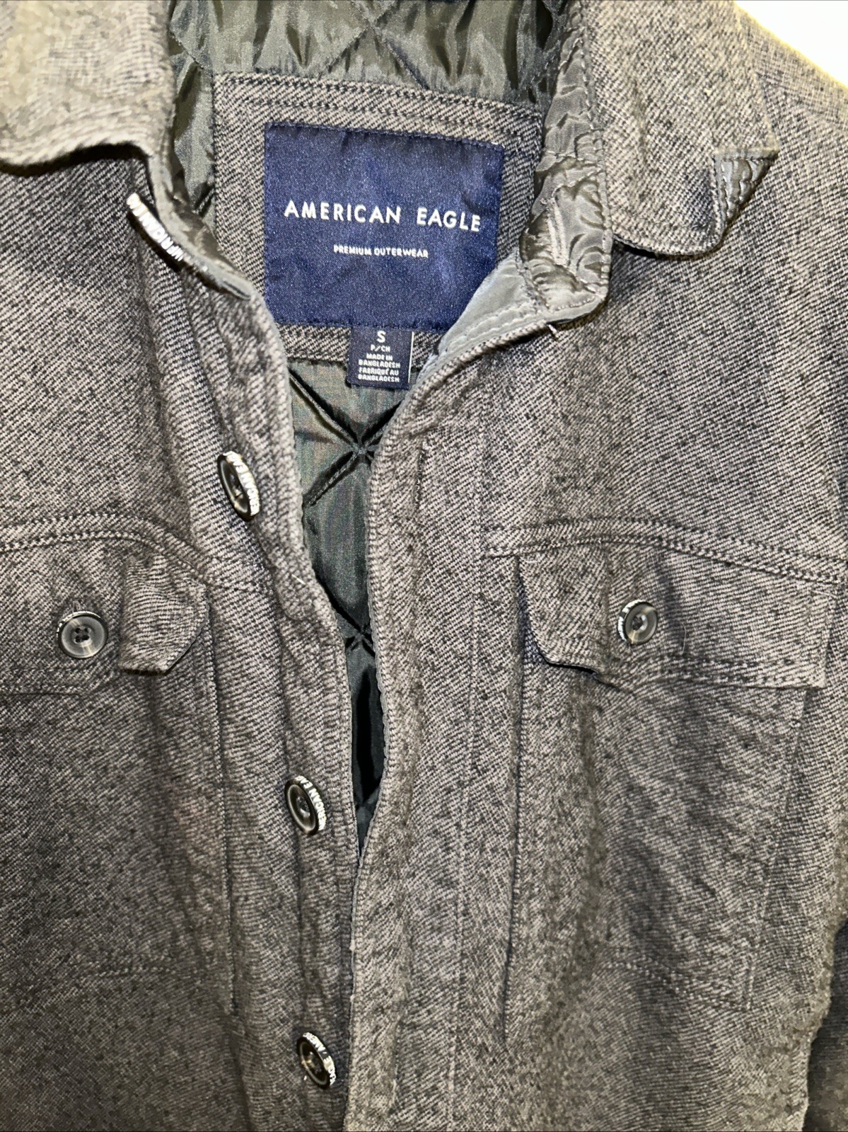 Men’s American Eagle 100%cotton Gray Coat Size Small Pre-owned Excellent
