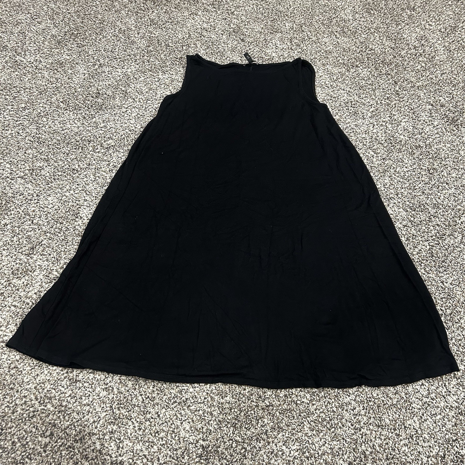 Eileen Fisher Sleeveless Dress M Black Quiet Lux Minimalist Layering