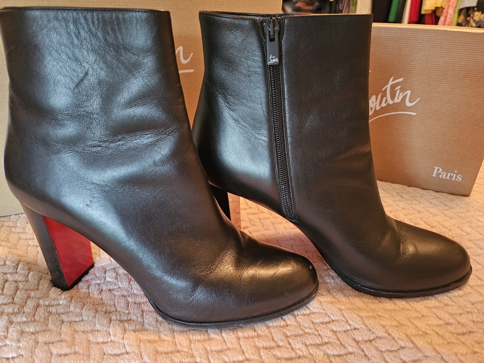 Christian Louboutin Adox 85 Black Leather Booties