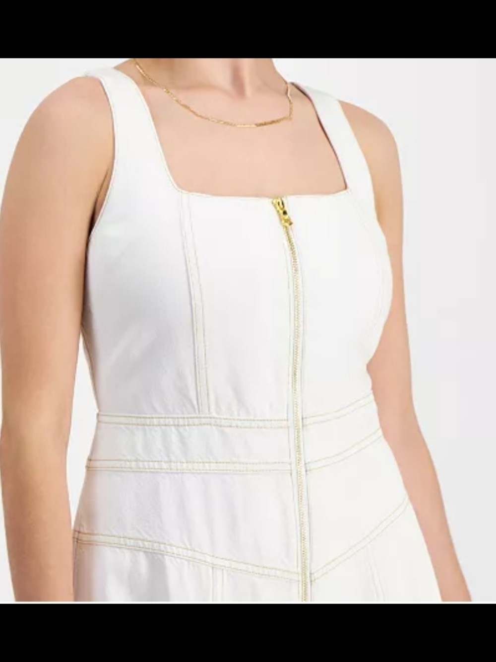 I.N.C. International Concepts White A-Line Denim Skirt with Front Zip – Size S