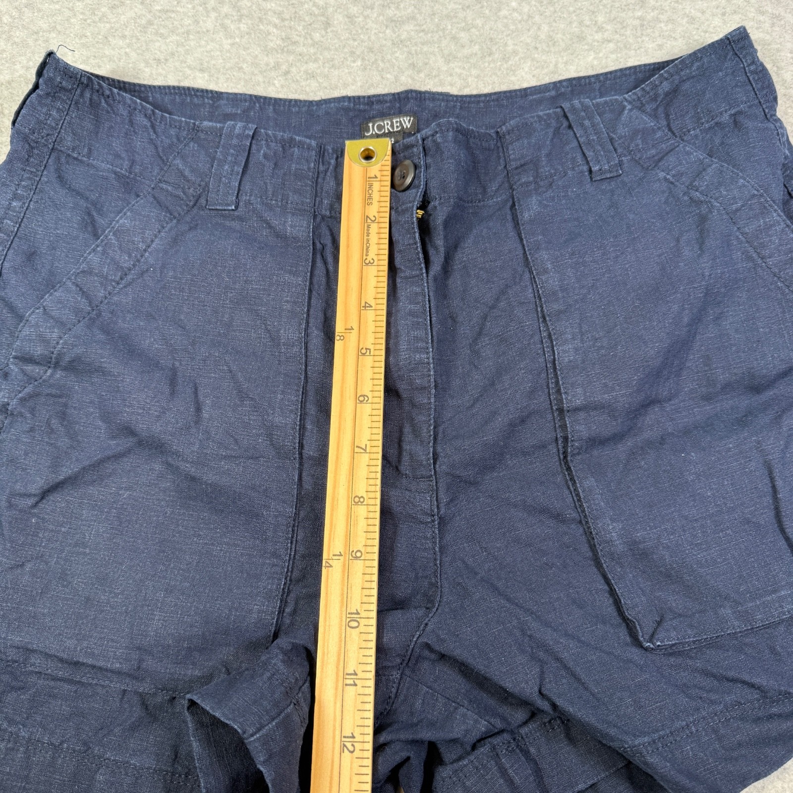 J.Crew Navy Blue Linen Blend Utility Shorts BY298 SP24 Womens Size 12