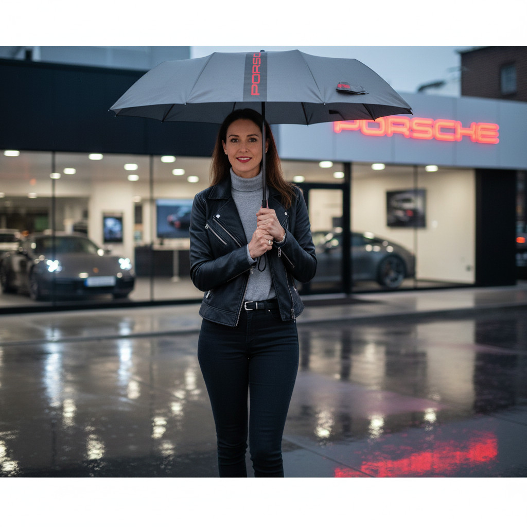 Genuine Porsche Design Umbrella Folding Automatic Official Merchandise Gift Grey