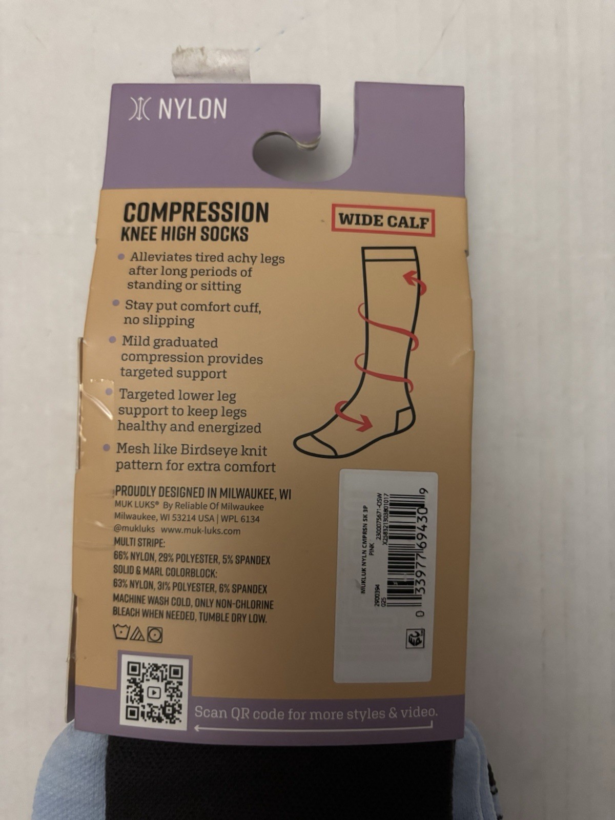 MUK LUKS WOMENS COMPRESSION SOCKS KNEE HIGH NYLON BLEND SIZE 6-10