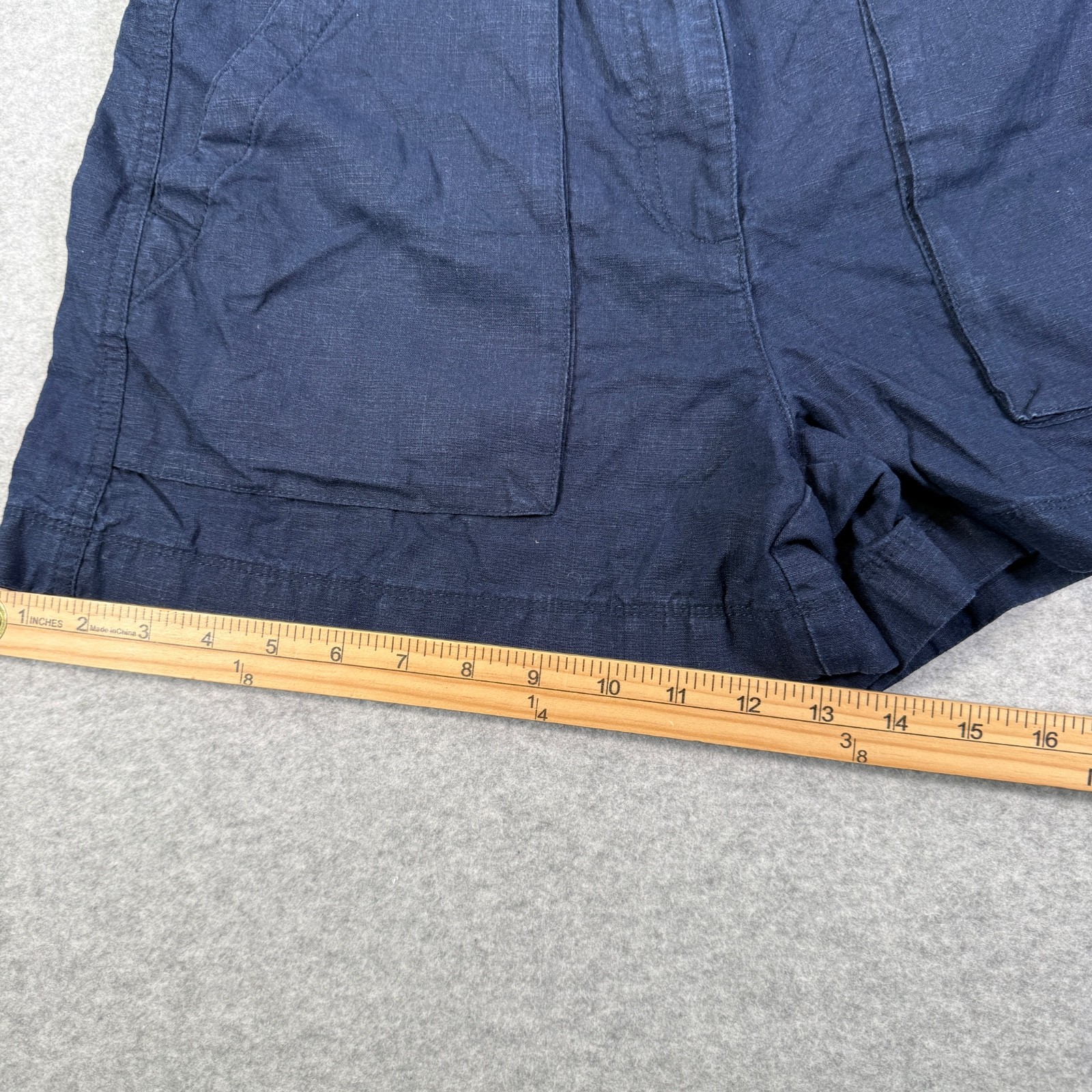 J.Crew Navy Blue Linen Blend Utility Shorts BY298 SP24 Womens Size 12