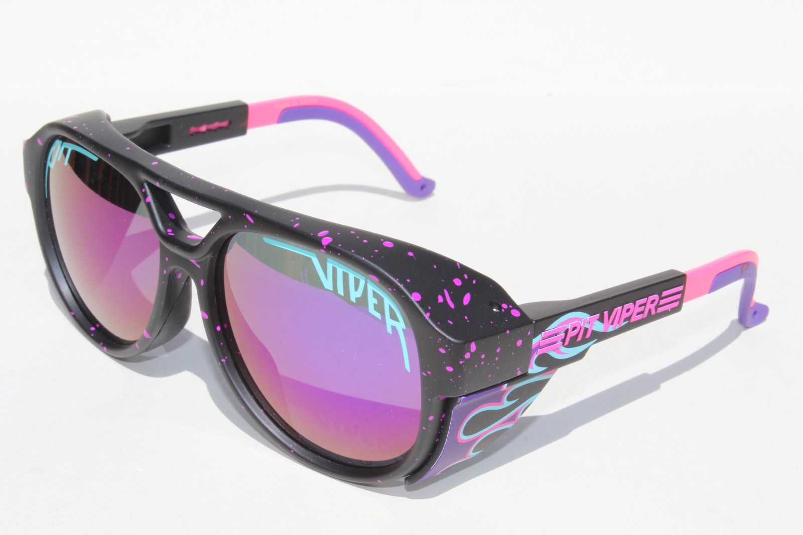 PIT VIPER The Ignition Exciters POLARIZED Sunglasses Flames/Purple SCRATCHED