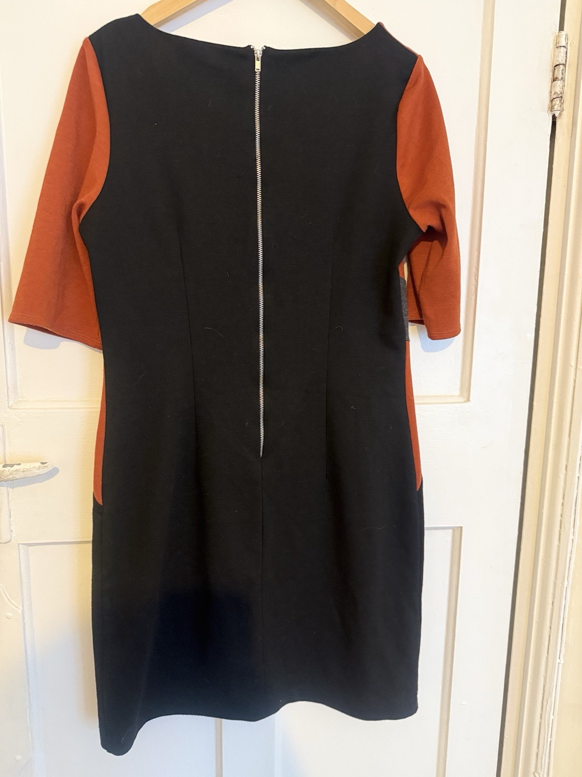 Wallis Petite Colour Block Dress UK 12 – Rust Red & Black Smart Occasion Dress