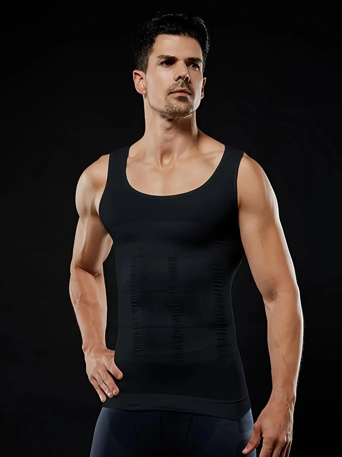 Mens Slimming Body Shaper Compression Tank Top Tummy Control Shirt Shapewear