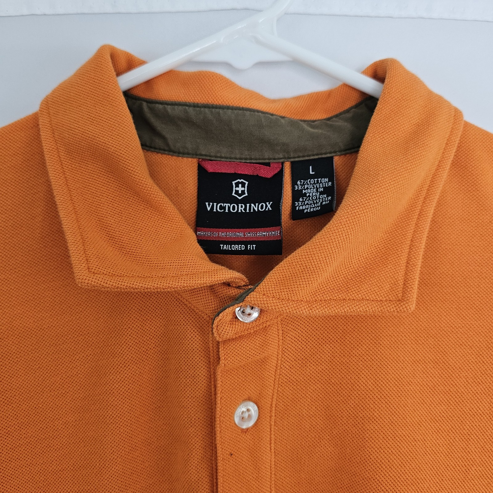 Victorinox Logo Polo Shirt Men’s Bright Orange Cotton Poly Tailored Fit Large