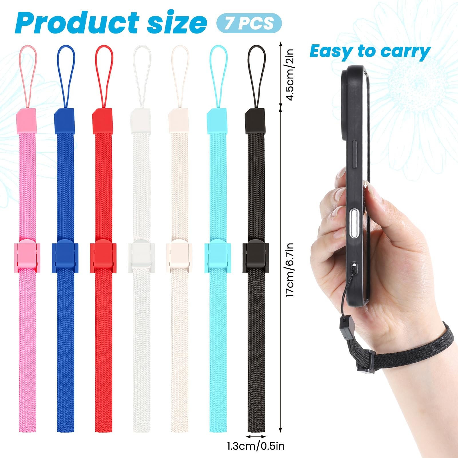 7 PCS 17 cm/6.7 inches, Black, White, Light Blue, Beige,red, and Pink