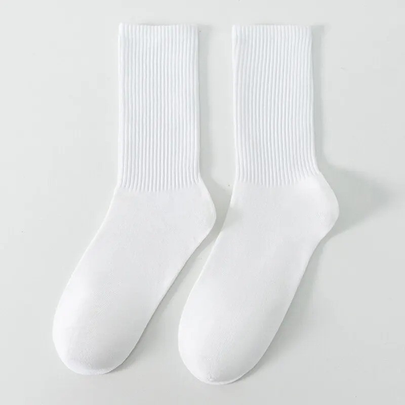 6/12 Pairs Men Crew Socks White Black Breathable Casual Harajuku Streetwear