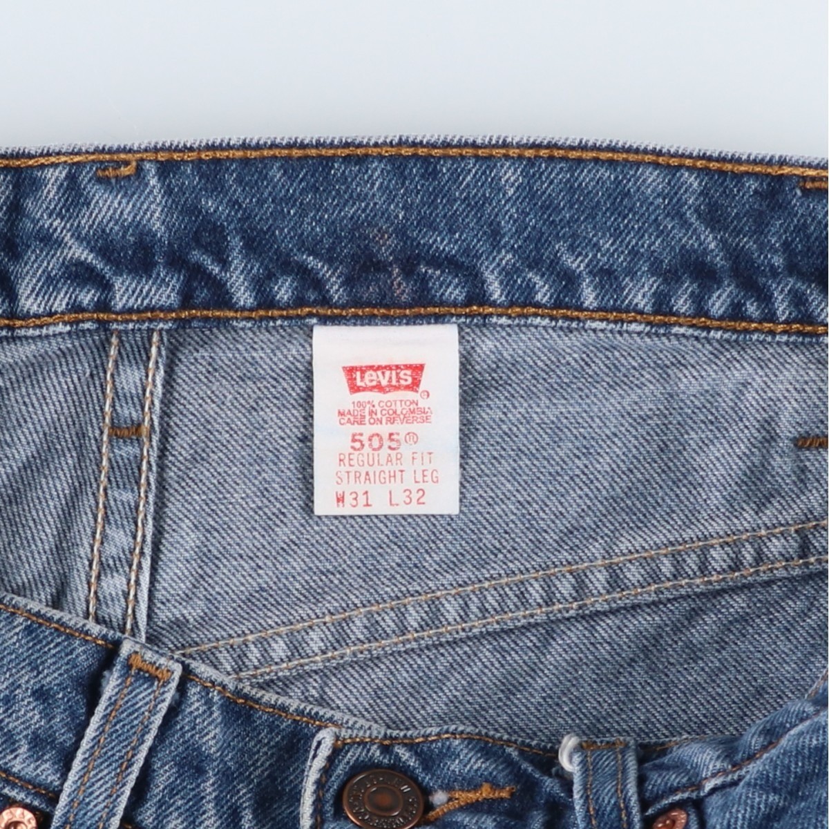 Used 90’S Levi’s 00505-0216 Regular Fit Straight Leg Tapered Denim Pants Men…