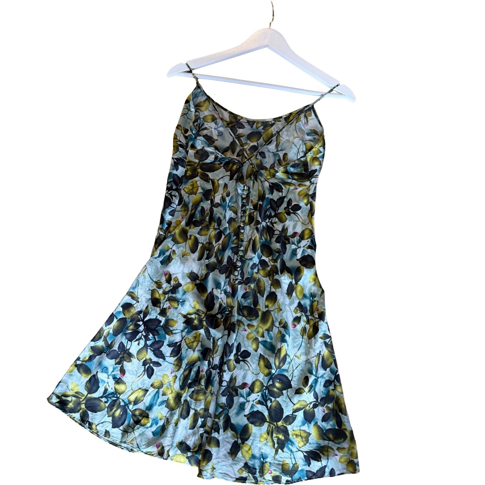 Vintage 90s Victoria’s Secret 100% Silk Floral Slip Mini Dress Crossback Sz M