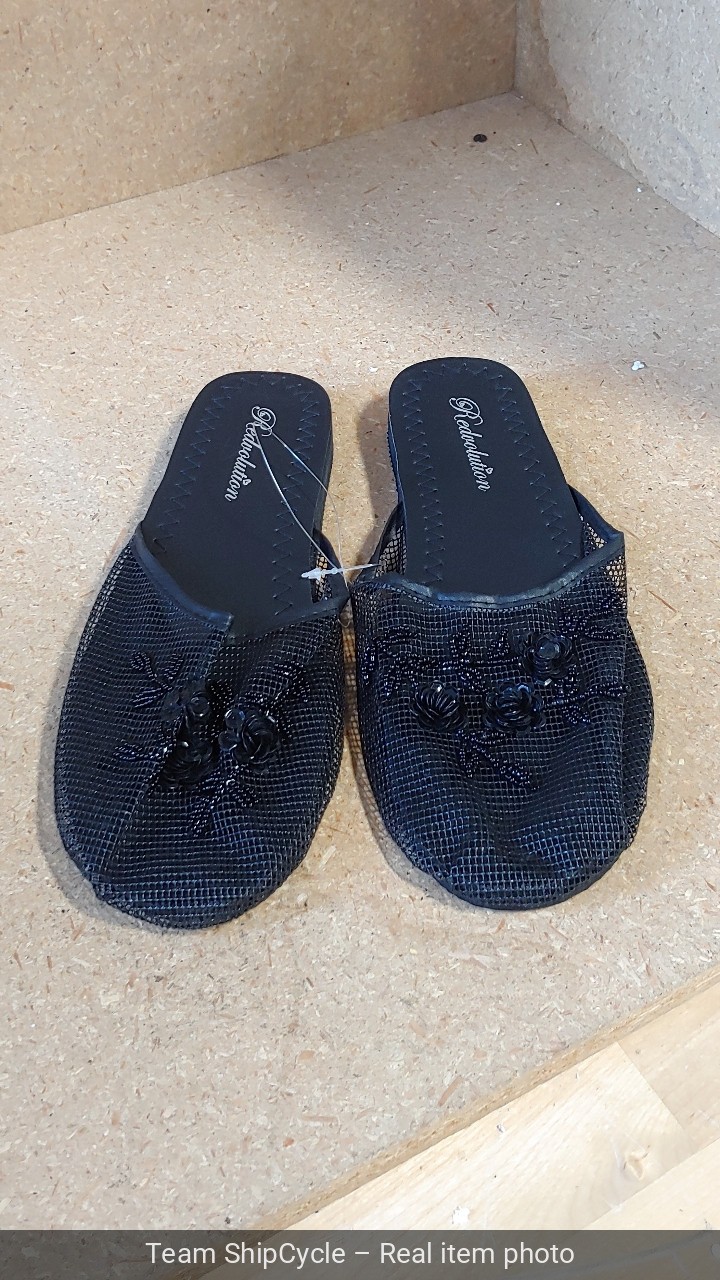 U35809 without box Womens Floral Beaded Mesh Chinese Slippers Stylish B G2U