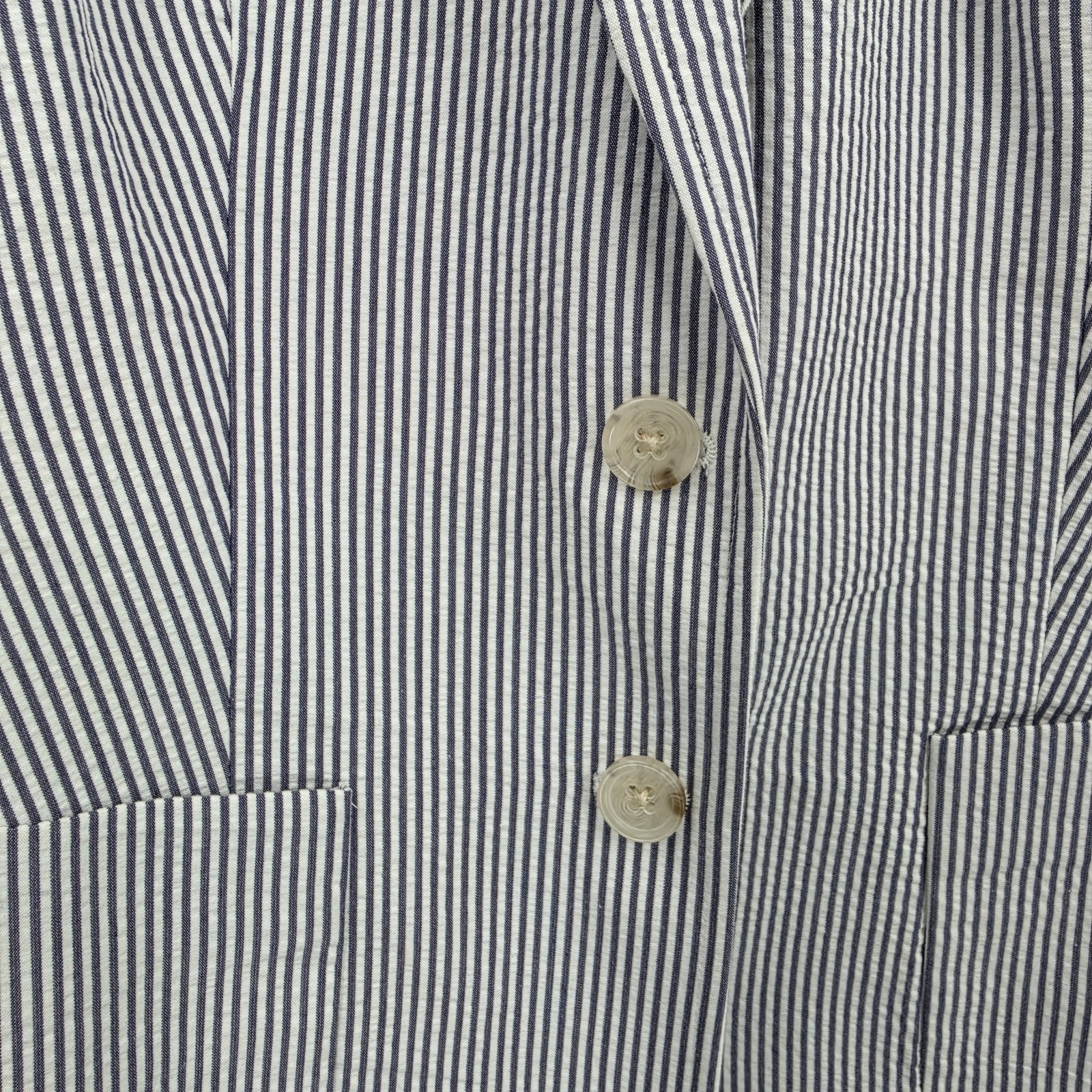 Banana Republic Seersucker Blazer Jacket Womens 12 Striped Coastal Preppy Cotton