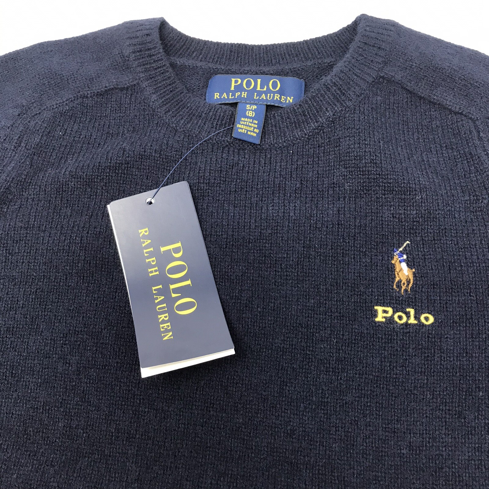 Polo Ralph Lauren Boys Navy Sweater Size SMALL (8) 90% Wool 10% Cashmere