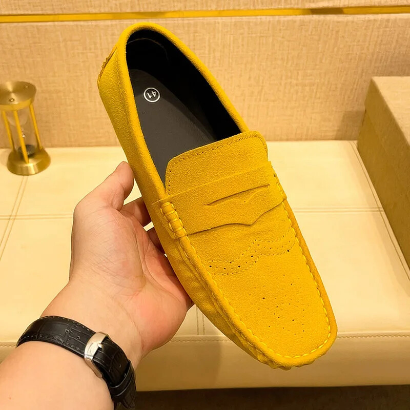 Men Casual Shoes Suede Lazy Slip-on Driving Flat Boat Shoes Loafers Moccasins