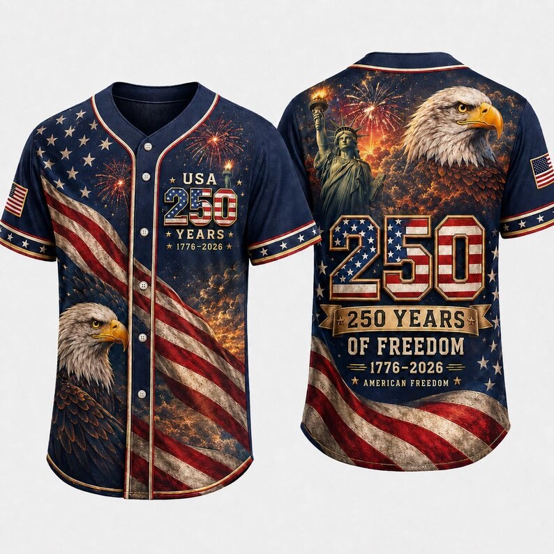 USA 250th Anniversary Baseball Jersey, 1776 2026 Patriotic Eagle Fla