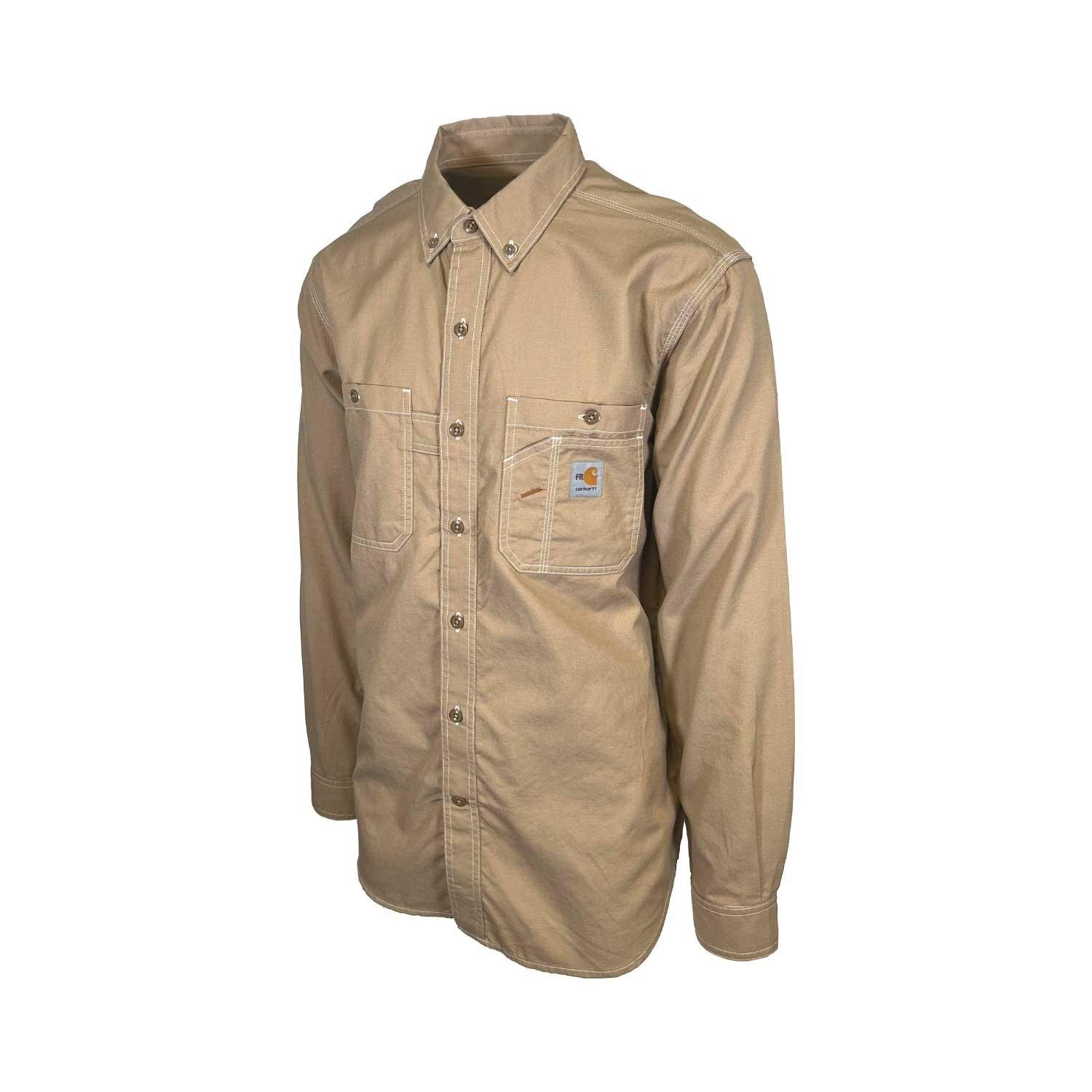 Carhartt FR Men’s Dark Khaki Shirt Flame Resistant Long Sleeve Lightweight (S04)