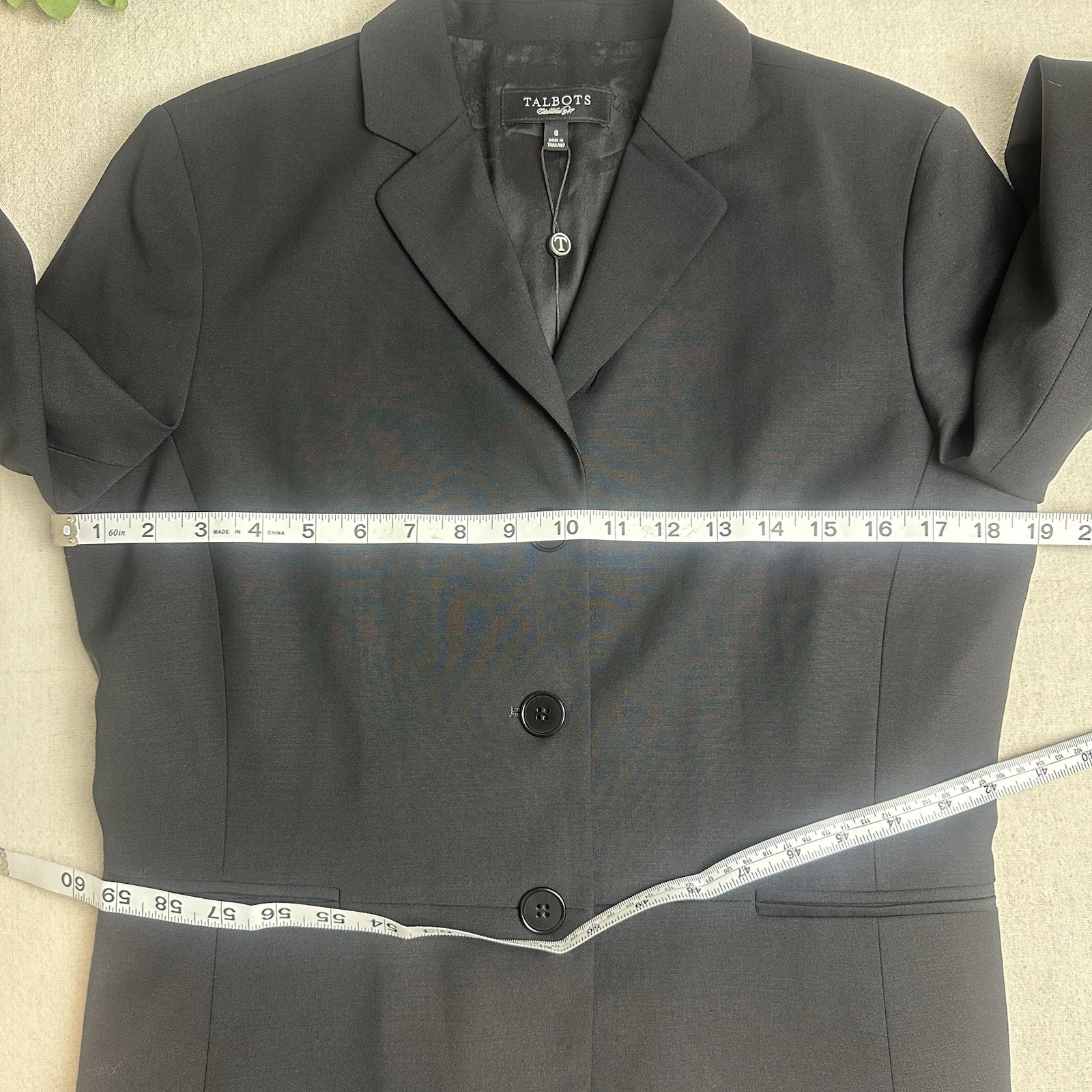 Talbots Size 8 Wool Blend Blazer Black Grace Fit 3-Button Classic Timeless NWT