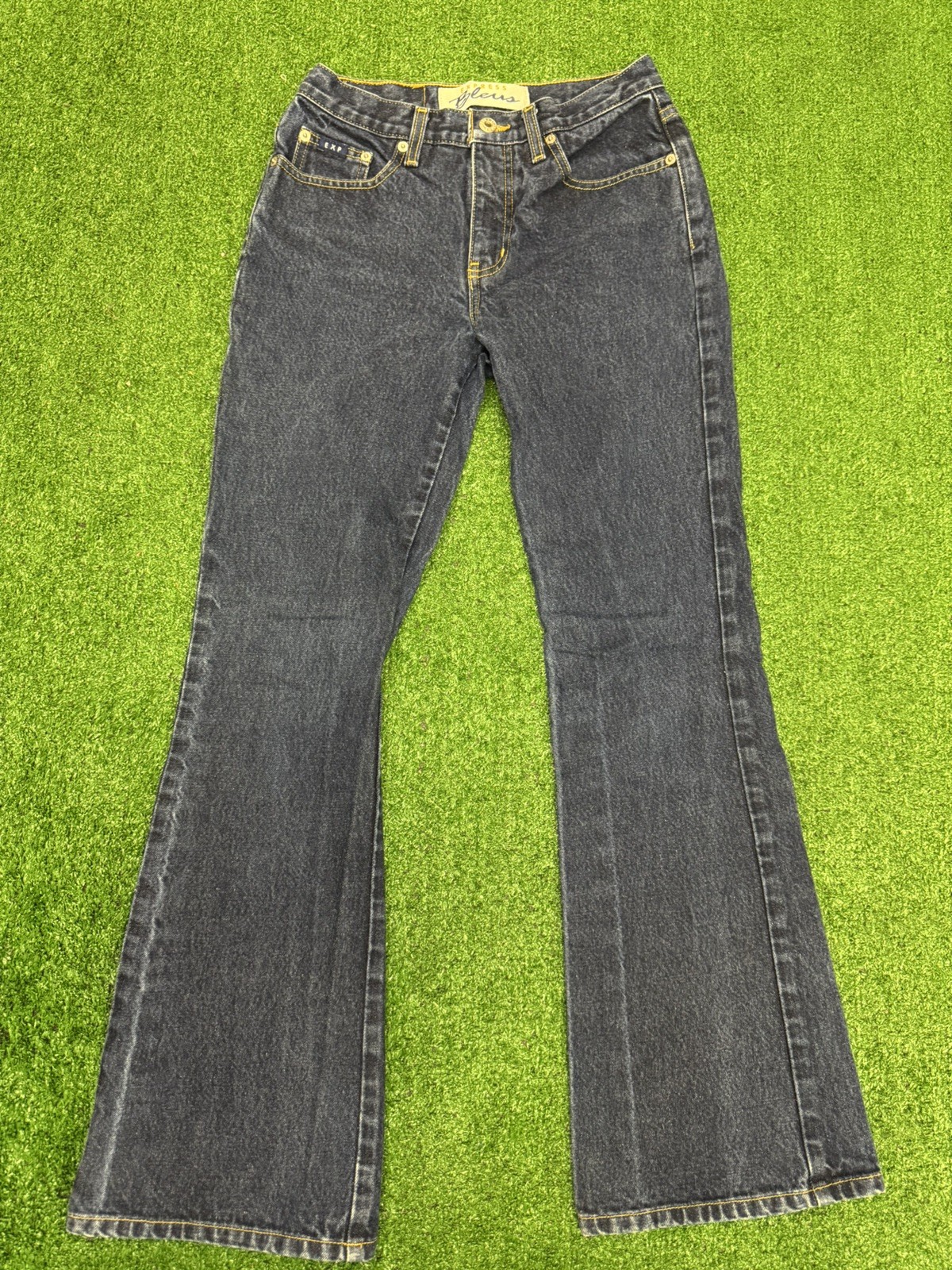 Vintage Express Blues Jeans Womens 3/4 R Blue Dark Wash Extreme Flare Leg Casual