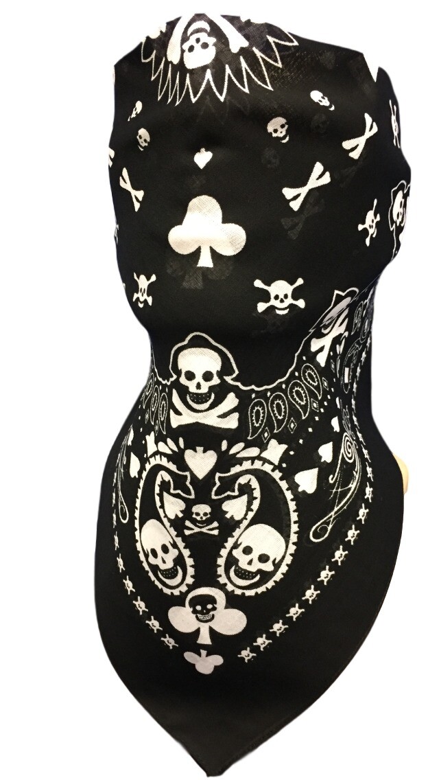 VELCRO®Brand ADJUSTABLE SPADES CLUBS PAISLEY FACE NECK COVER BANDANA NECKERCHIEF