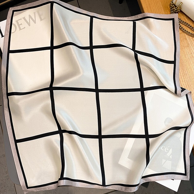100% Mulberry Silk 27″ Square Scarf Women Neckerchief Wrap Fashion Design Check