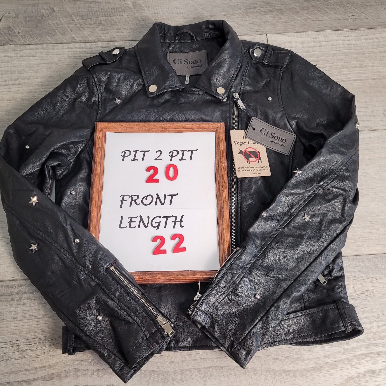 CI SONO By CAVALINI Jacket Womens Large 100% Vegan Leather Lined Bomber Moto