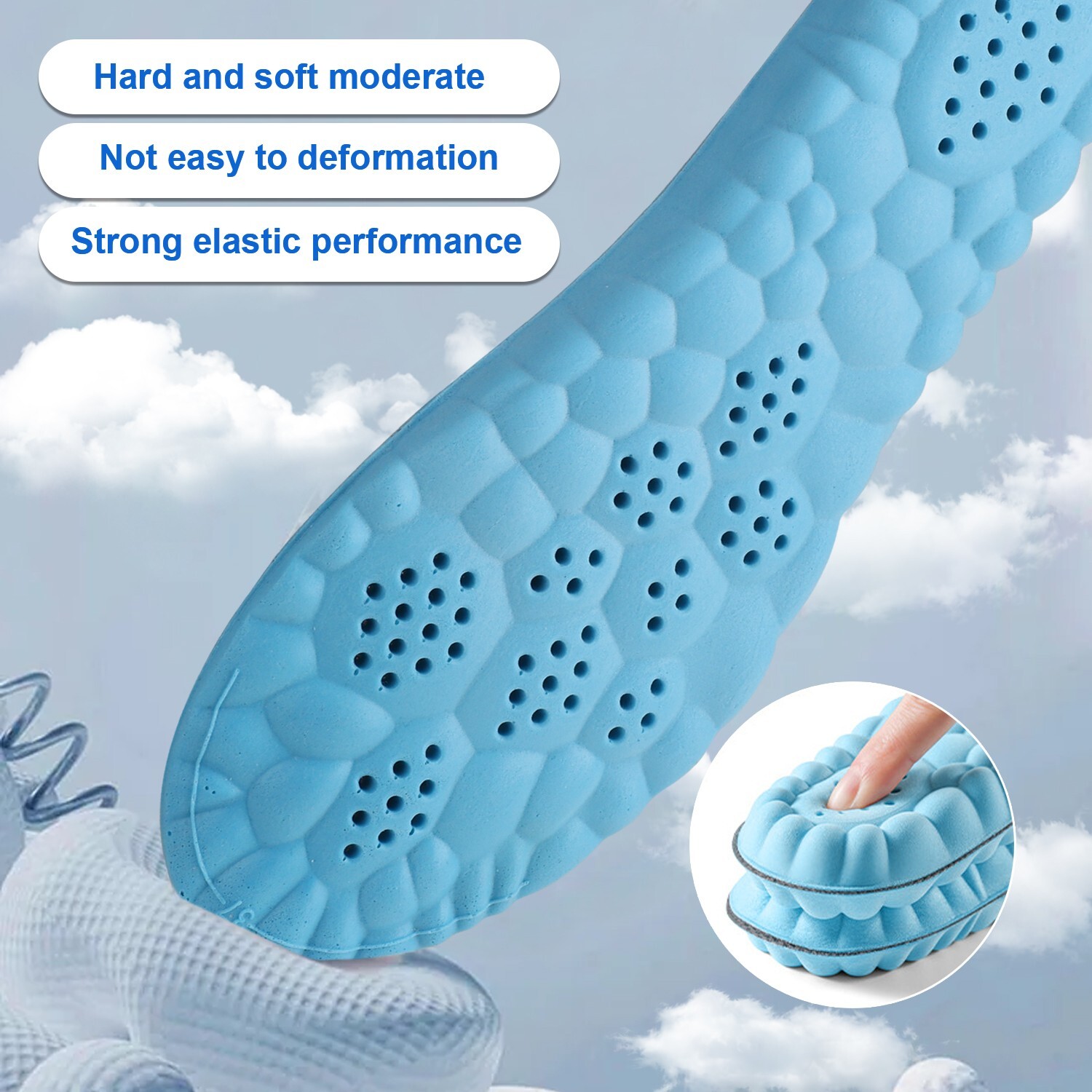 Hiking Insoles with 4D Cloud – Shock Absorption & Breathable | All-Day Comfort U